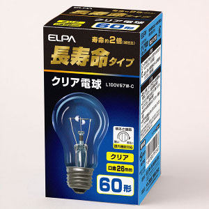 朝日電器 長寿命クリア電球 60W形 E26 L100V57W-C | SUNDAY サンデー